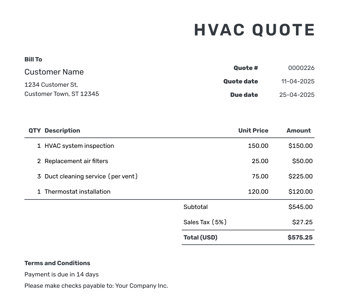 Quoted HVAC Project